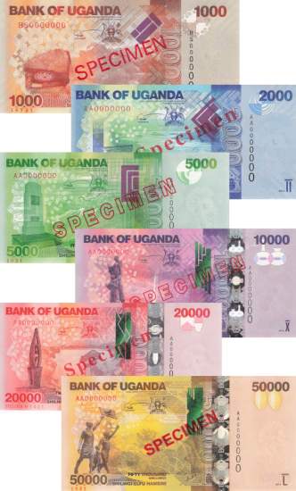 Uganda Set p49c p54a 1000 bis 50.000 Shillings